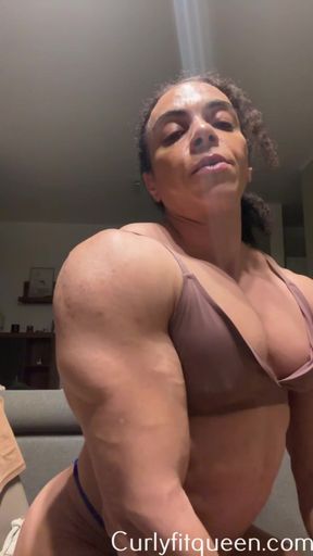 ebony mom demands submission beneath thick muscles