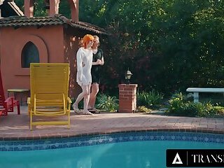 TRANSFIXED - Redhead Trans Shiri Allwood & Jean Hollywood Give Kenzie Anne Oiled Massage With Facial