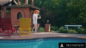 TRANSFIXED - Redhead Trans Shiri Allwood & Jean Hollywood Give Kenzie Anne Oiled Massage With Facial