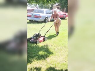 Got back to discover wife mowing in a belt bikini, her butt and haunches jiggling with each step