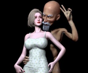 Asian cheating wife with big tits fucked by next-door old man