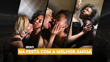 Duas amigas fazem sexo enquanto se vestem para festa de m&uacute_sica eletr&ocirc_nica