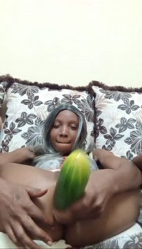 Splitting my asshole with a 13inch thick as fuck cucumber
