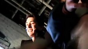 ”Short haired cutie seduced by two guys before passionate BJ”