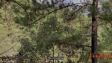 I found a teen girl in the middle of a forest recording a video and then she did me a nasty and hot blowjob