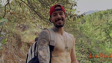 I found a teen girl in the middle of a forest recording a video and then she did me a nasty and hot blowjob