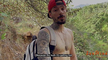 I found a teen girl in the middle of a forest recording a video and then she did me a nasty and hot blowjob