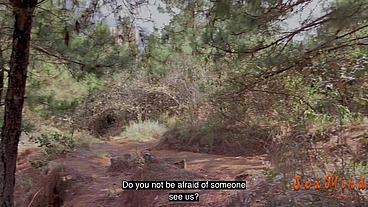 I found a teen girl in the middle of a forest recording a video and then she did me a nasty and hot blowjob