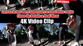 4K Clip | Larissa in her worn Superstars & used white socks – Close-Up Details & Real Wear
