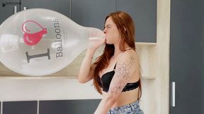 Blowing to pop balloons until I cum