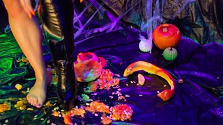 LittleMissTipToes - Halloween pumpkin tease, crush and trample in my popular thigh high boots