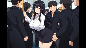 Anime public bus threesome sex