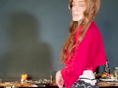 Redhead Teen In Stockings Webcam Toying