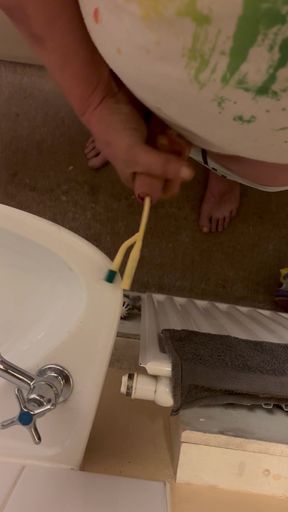 Masturbates Jerks off with Catheter in Side Me