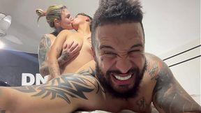 Amateur white girl gets pounded in buns and pussy, cum on her belly