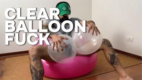 Looner Fucks Two clear Balloons! Balloon Masturbation