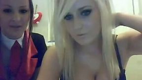Two devilish sexy babes shows off their curves for free