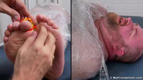 MyFriendsFeet: Tommy Bearhama gets mummified and giggles with feet tickles