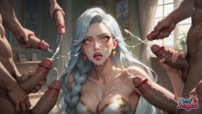 The Naughtiest White-haired Gal with the Best Man Chowder Blast in a Gang-bang - XXX Porn!