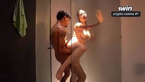 Moments before, he had been helping her with a battered faucet. But now, filthy lady Lily was nude in the shower with her bulky stepson, feeling his super-fucking-hot arms upon her body.