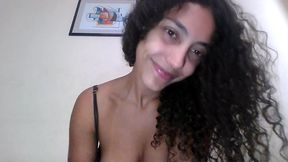 latina brunette with natural tits sits in pov on your dick with her hairy pussy