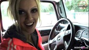 Real amateur German MILF hooker gives rough backdoor creampie in car