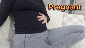 my stepsister shows me what a pregnant life is like she shows me her pregnant big tits and plays with her belly then masturbates and shows me her big ass then talks a little about it