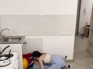 This Hottie called the plumber and drilled him while this dude was working!