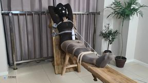 The climax experience of the bondage on the nylon girl tiger stool (Chinese Model)