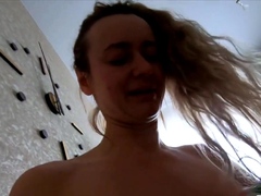 Naked Russian Blonde Surprises Delivery Guys