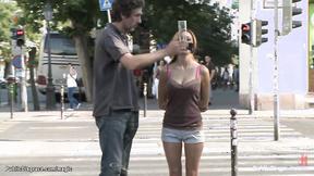 ”Big Breasted Romanian takes huge dick outdoors”