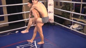 Skinny dude and sexy babe in the ring