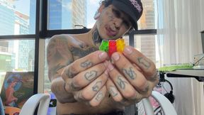 I swallow gummy bears and they make my stomach bloated