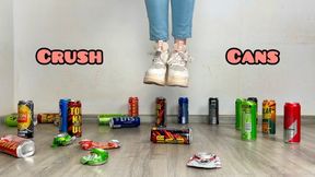 Crushed Empty Cans in Sneakers High Platform - StepMommy Destroyer, Powerful Woman in Jeans, Boot Domination 4k