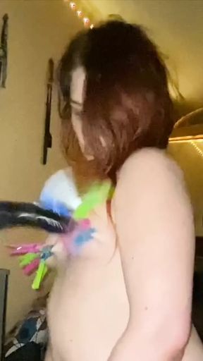 tits and nipple clamps - amazing use of fucking machine
