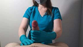 Nurse green surgical gloves handjob