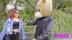 Rosario Is Horny On The Street And Fucking Milky Bear