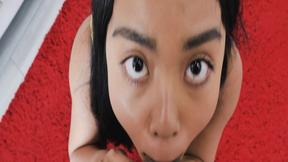 ”Sexy hot Asian teen Luna Mills sucking the studs big man prick”