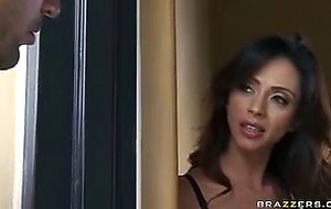 Hot brunette cheats on her husband in the other room