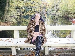 Transsexual Mastix NaomiPerv outdoor smokin' on a hot fall day