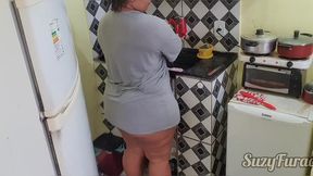 comendo ebony bbw na cozinha