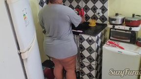 comendo ebony bbw na cozinha