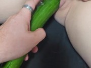 Fucking my little slut with a cucumber till she creams