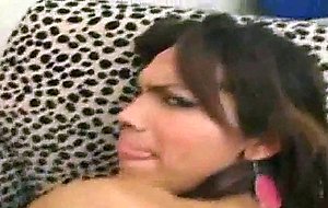 Titty cutie jerks off while getting fucked