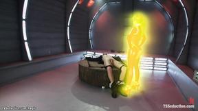 ”Blonde Trans clone assfucking bound man”