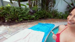 new girl, koda monroe shows off her giant tits