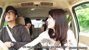 Three charming Japanese girls including Jyuri Ayase enjoy sucking dick