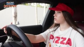 Late Pizza Delivery Girl Fucked for Tip, Gets Powerful Creampie