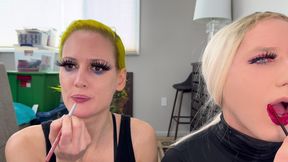 Drag Queen and Woman Makeover Transformation  - Mascara, Fake Lashes, Lipstick