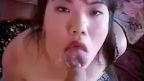 She sucks him off till he cums in her mouth, good Chick